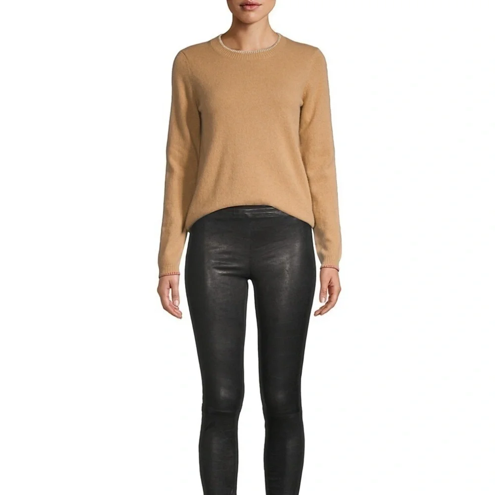 UNIQLO Cashmere oversized Mocha Whipstitch Knit pullover Sweater womens size M